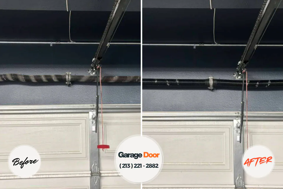 Before and after: garage door repair Elm Creek, TX